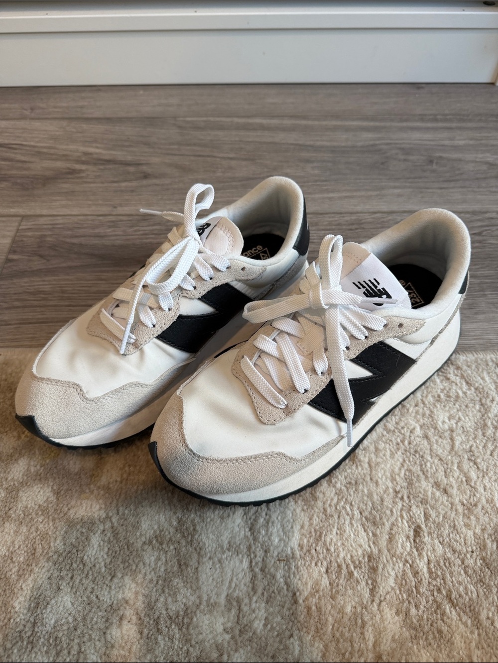 New Balance White, Black, and Gray Retro Runner Sneakers